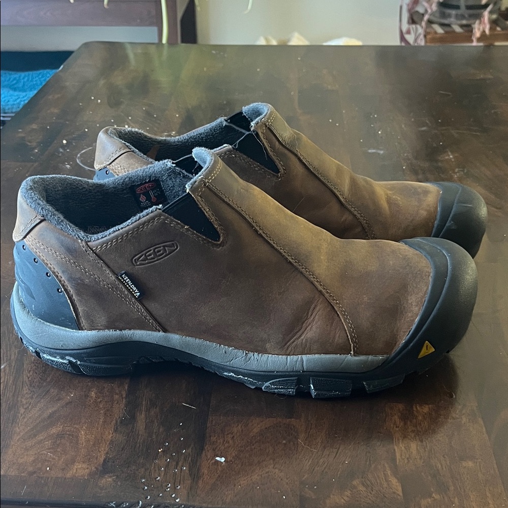 Keen Brown Leather Slip-On Work Loafers